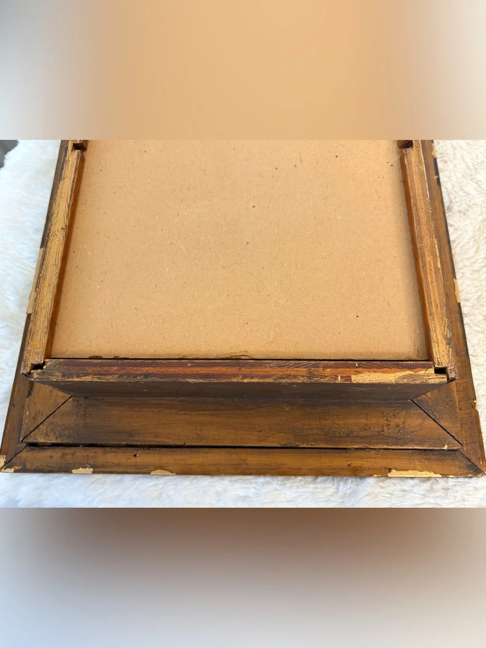 Antique 40s 50s MCM Mirrored Gold Gilt Curio Wall Shelf Dove Tail 14x17x4